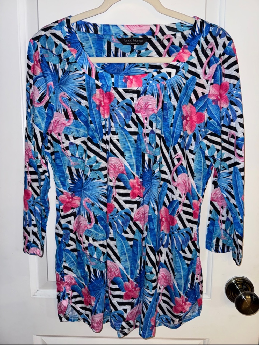 Tango Mango Womens Tropical Print Tunic - Blue & Pink
